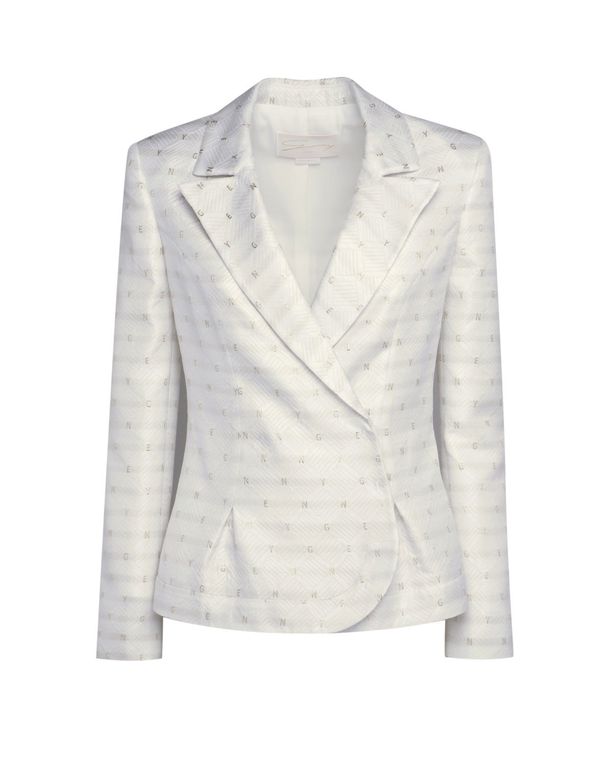White jacquard lamé-trimmed blazer | hide_category | Genny