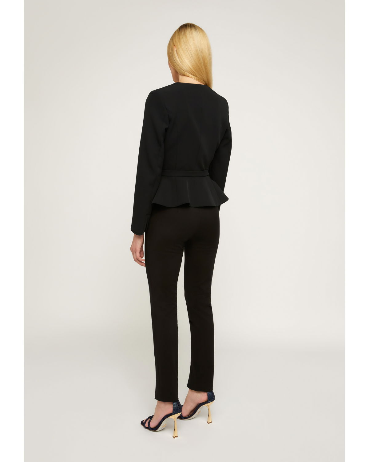 Split front slim black trousers | | Genny