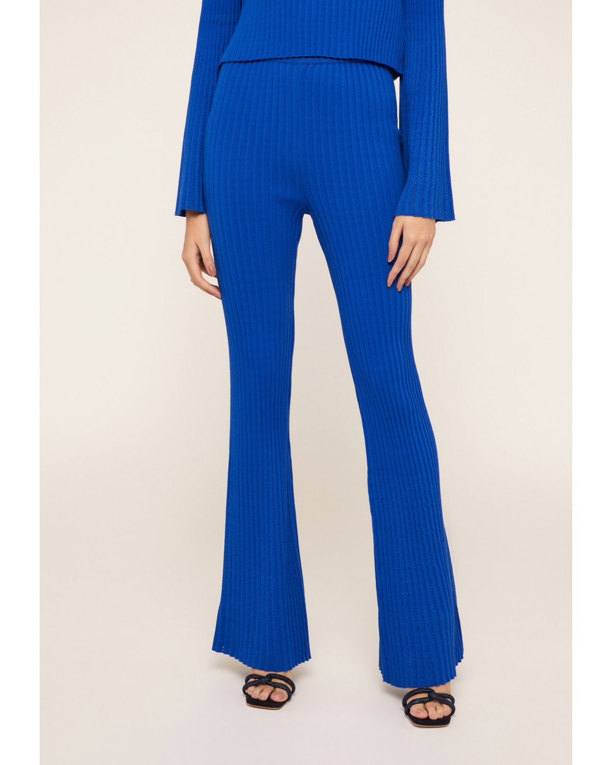 Pantalone in maglieria plissé blu | 73_74, Mid season sale -40%, Summer Sale | Genny
