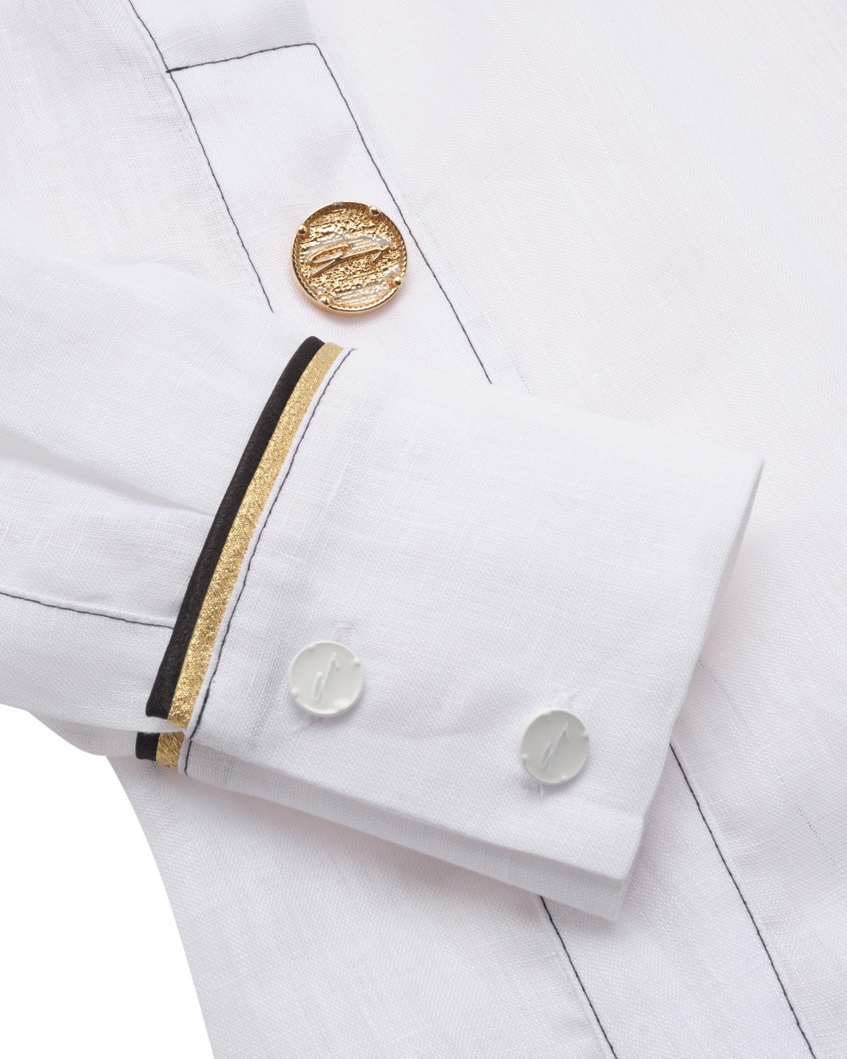 Linen white shirt with visible golden buttons | 73_74, Mid season sale -40%, Summer Sale | Genny