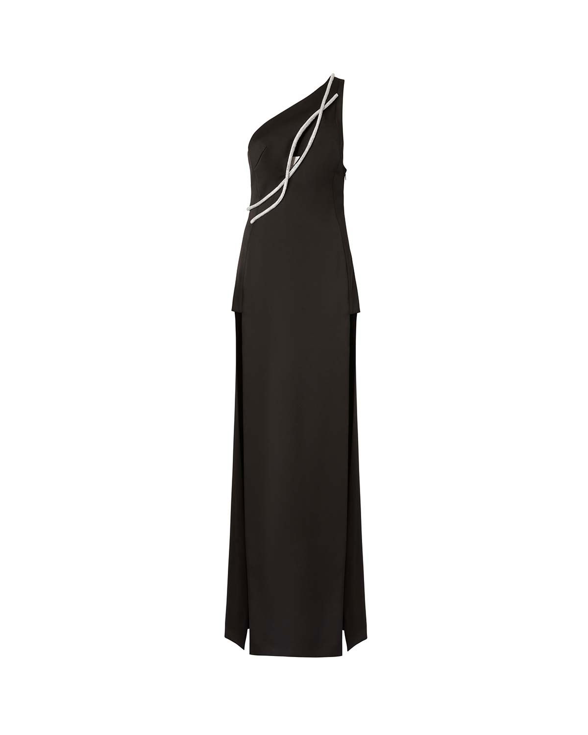 Black cut out gown with contrasting hems | | Genny