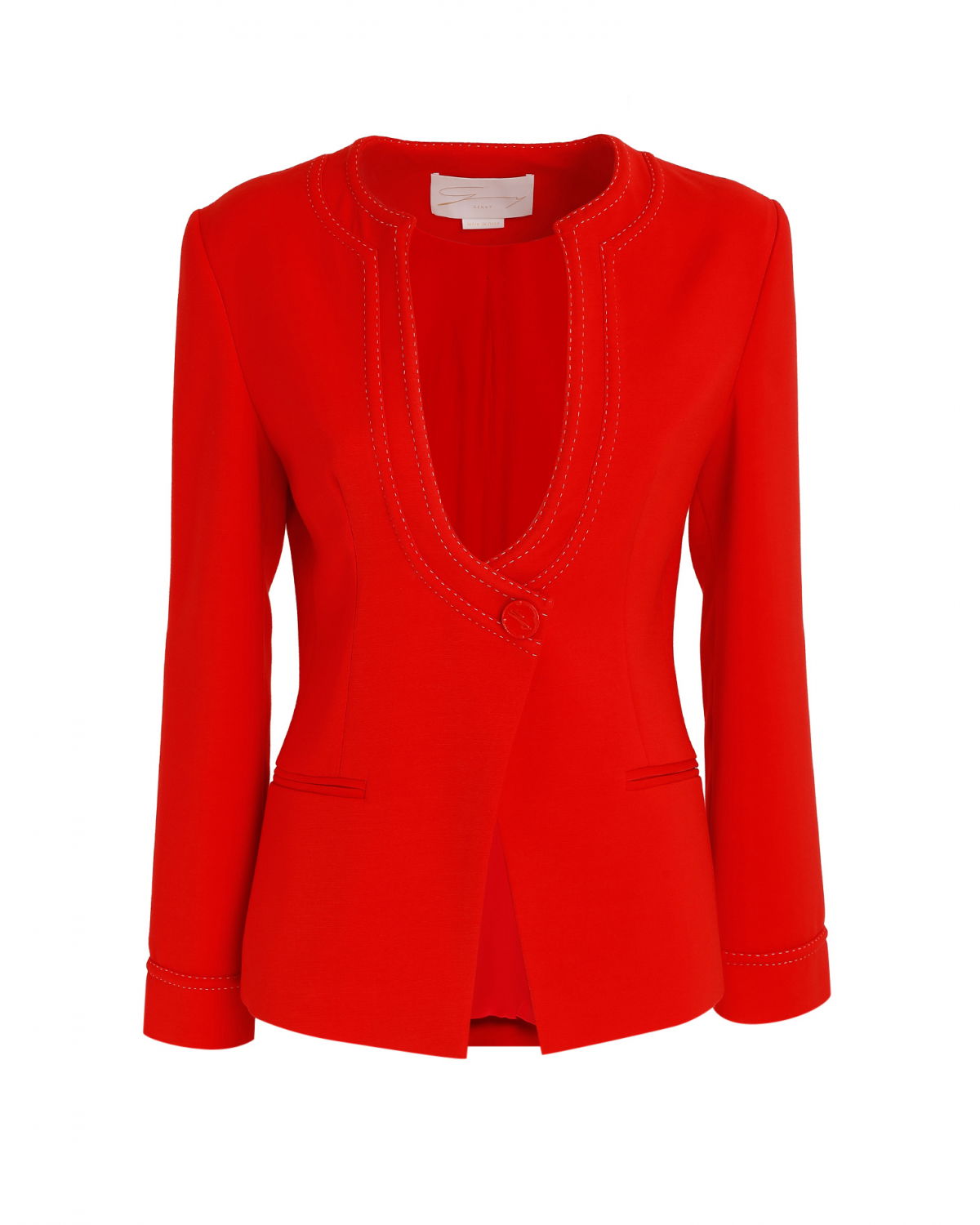 Red U-neck jacket | | Genny