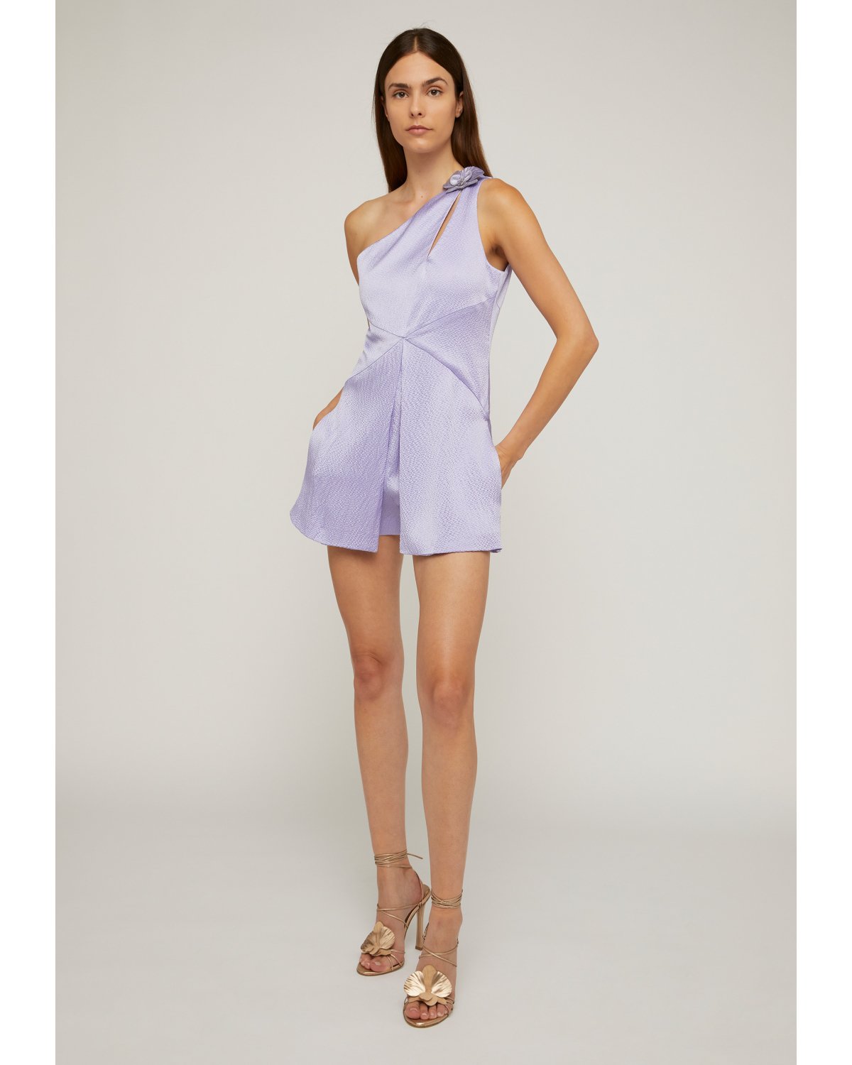 One-shoulder jumpsuit with orchid | Spring Summer 2023 Collection, 73_74, Cruise 2023 Collection, Warm weather wear, International women's day, Ready to Wear, Sale, Summer Sale, Mid season sale -40% | Genny