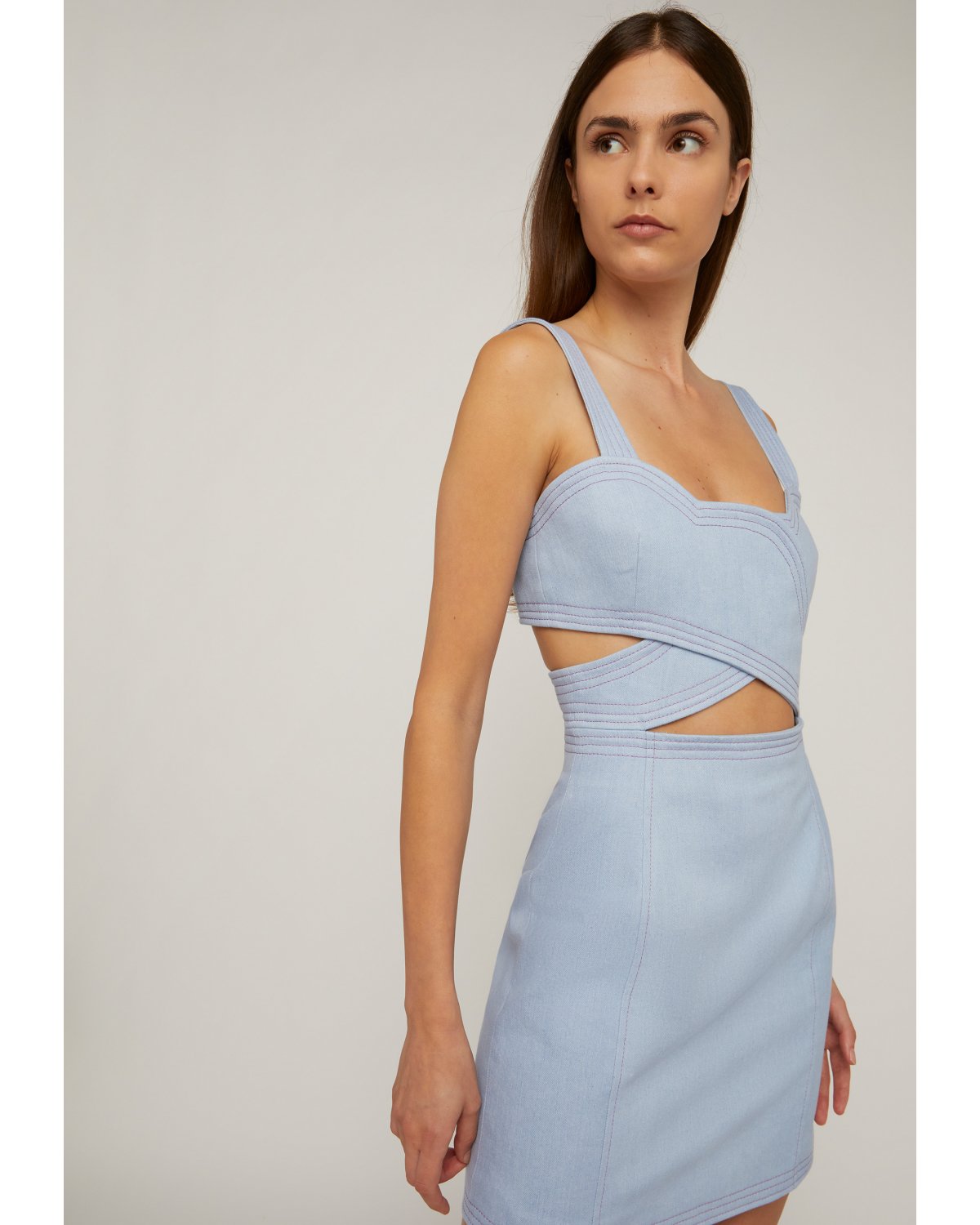 Mini dress with scalloped neckline and cut-out | Spring Summer 2023 Collection, 73_74, Cruise 2023 Collection, Warm weather wear, Ready to Wear, Spring days, Sale, Summer Sale, Mid season sale -40% | Genny