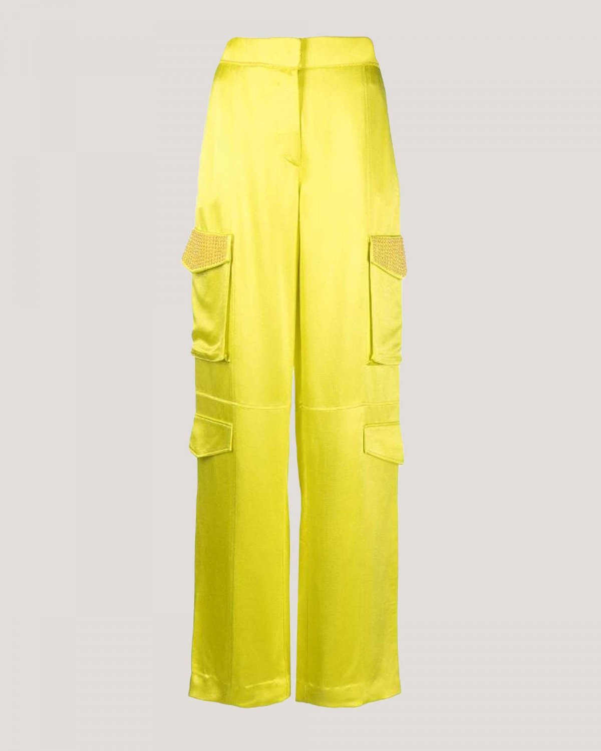 Satin cargo yellow pants | Spring Summer 2023 Collection Show, Ready to Wear, Spring Summer 2023 Collection, Summer Sale, Mid season sale -40% | Genny