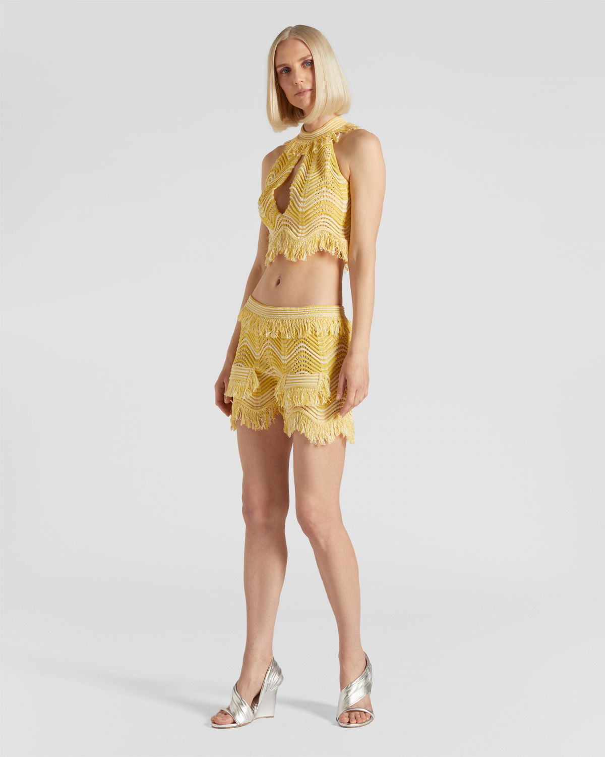 Yellow fringe shorts | hide_category | Genny