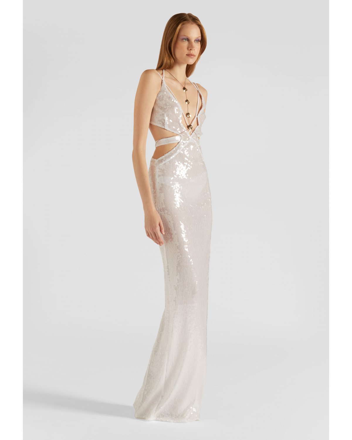 Evening sequined gown with straps | Spring Summer 2023 Collection, Spring Summer 2023 Collection Show, Summer Sale, Mid season sale -40% | Genny