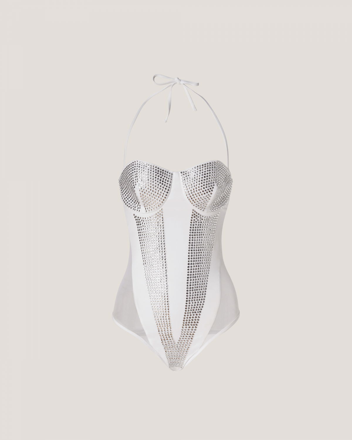 White rhinestoned swimsuit | Swimwear | Genny