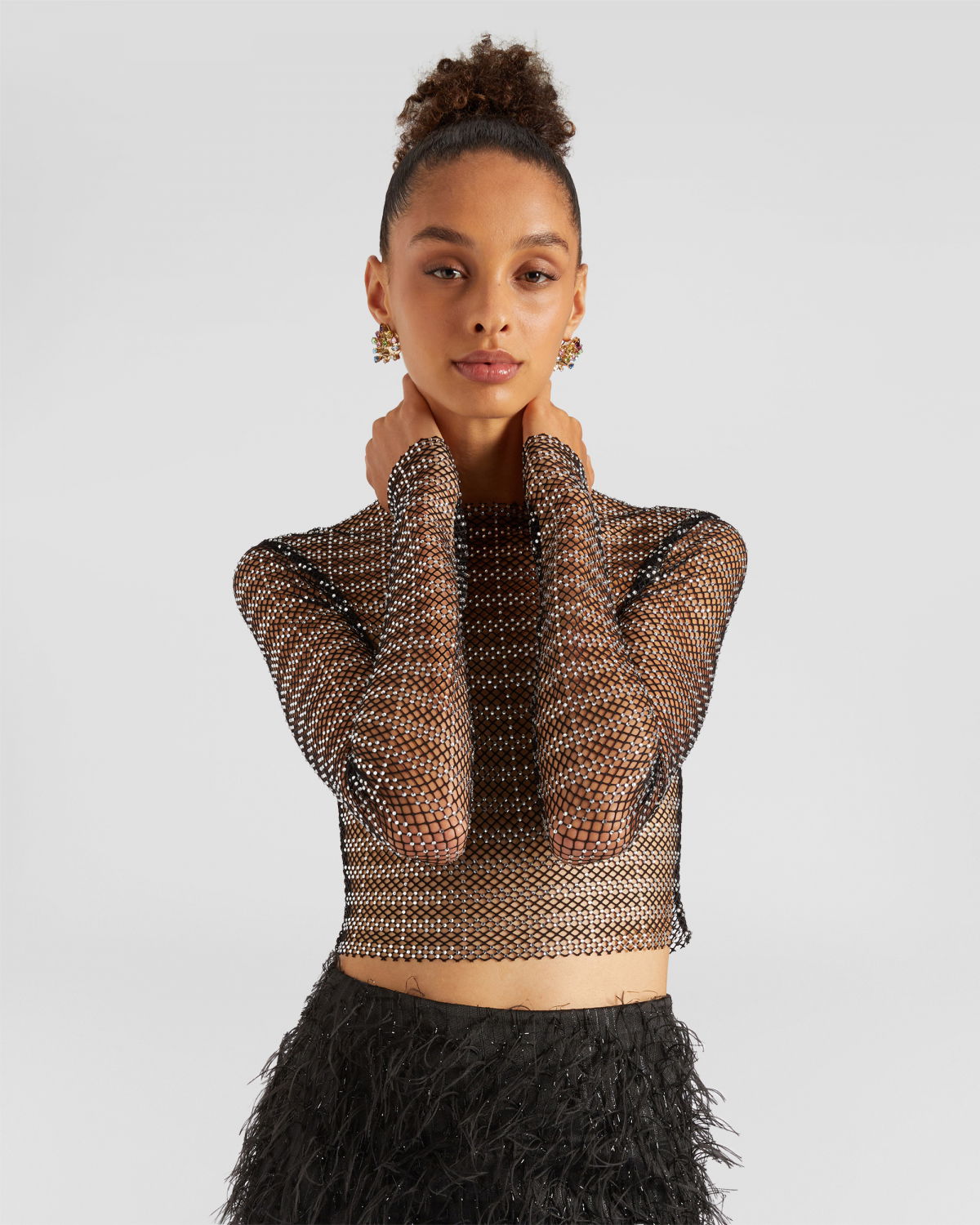 Striped mesh rhinestone top | Resort 2024 Collection, Valentine's Gifts, Rhinestone Mesh Collection, Spring Summer 2024 Collection, Our mother's day gifts, Evening Essential, New In | Genny