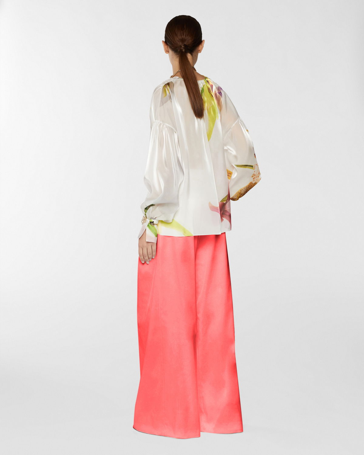 Wide satin pants with X | Resort 2025 Collection | Genny