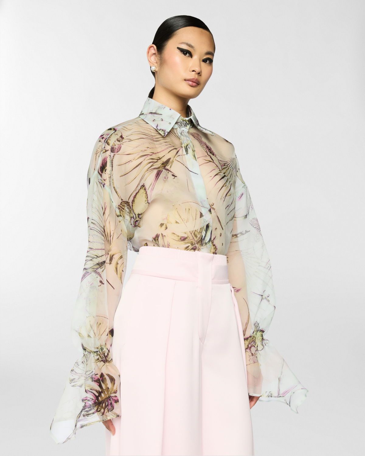 Silk organza blouse with Jungle Flower print | Spring Summer 2025 | Genny