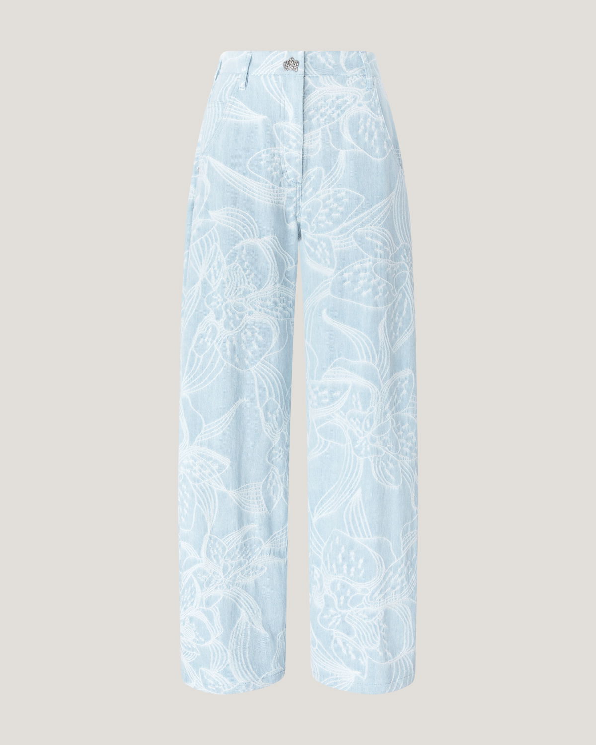 Jacquard orchid denim pants | Pre Fall Collection 2025-26 | Genny
