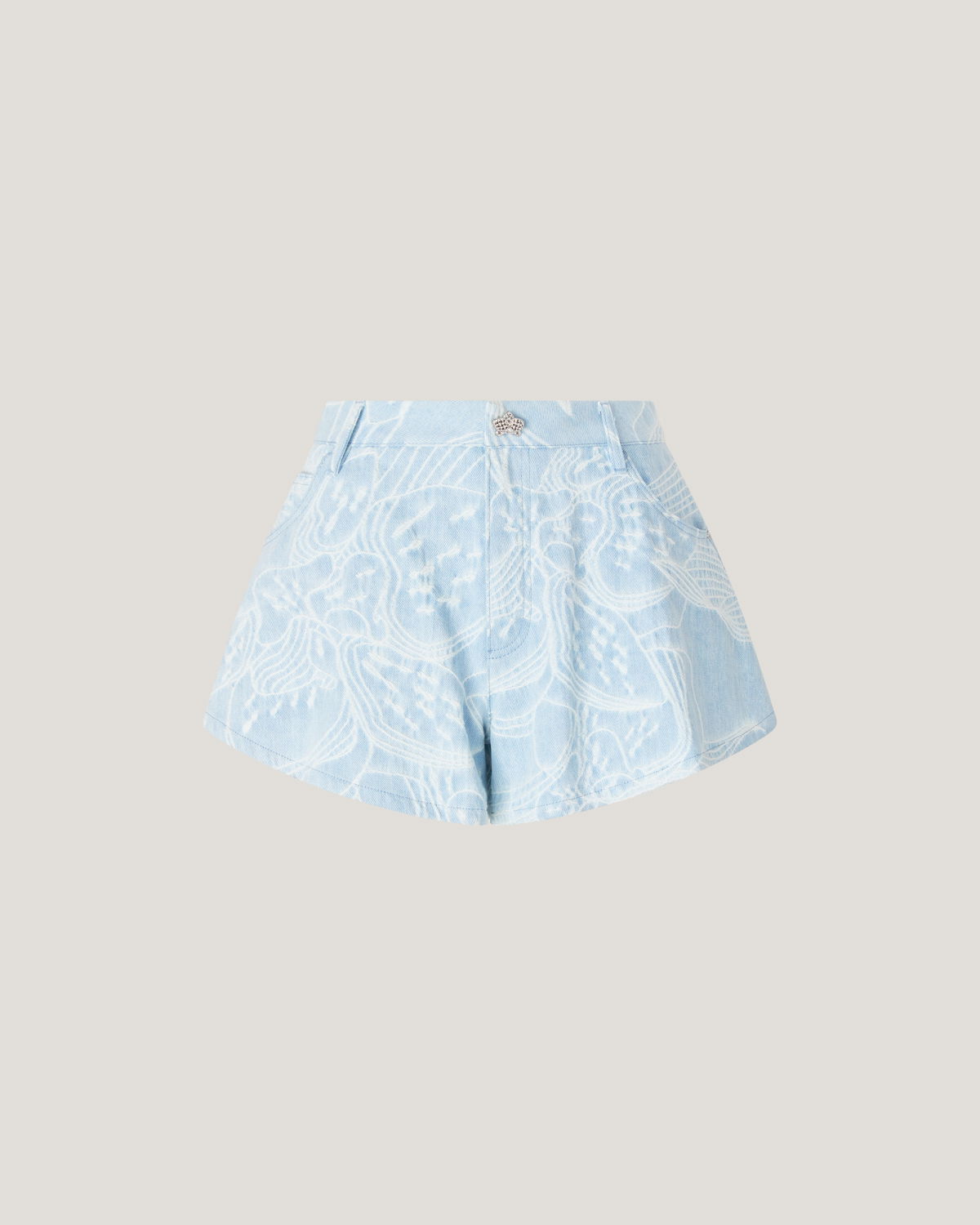 Flared jacquard orchid denim shorts | Pre Fall Collection 2025-26 | Genny