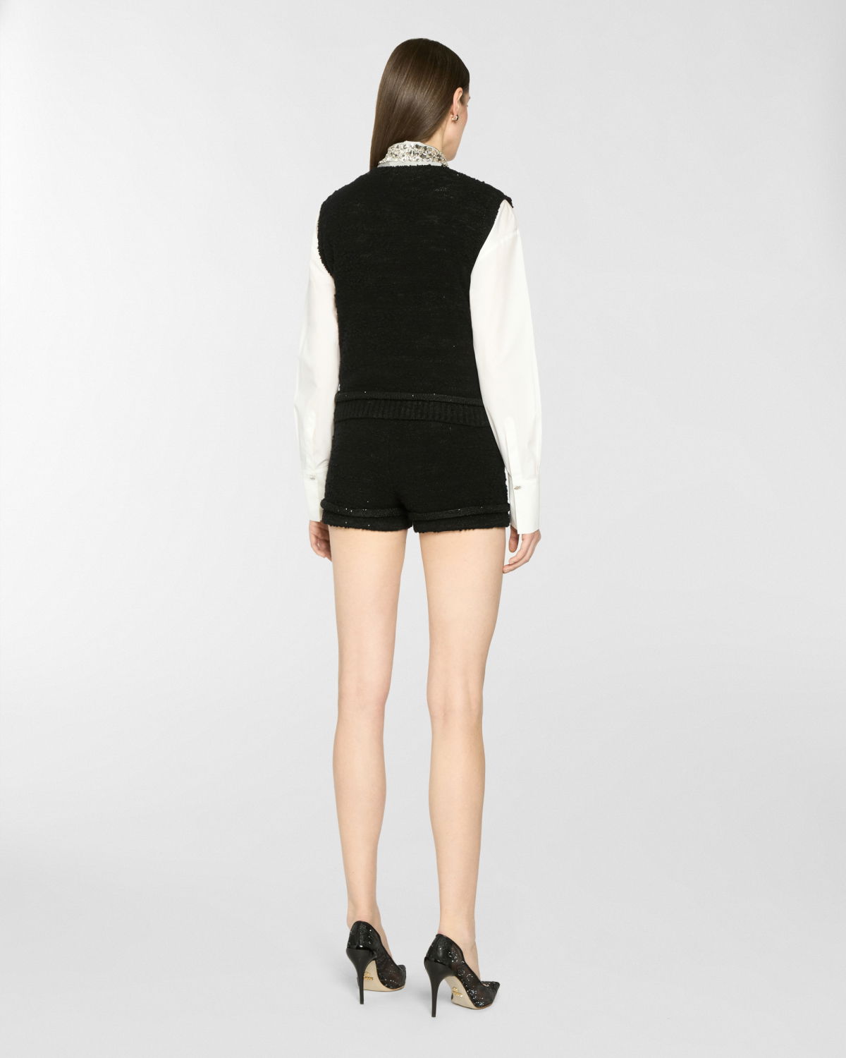 Sleeveless wool top with sequins | Pre Fall Collection 2025-26 | Genny