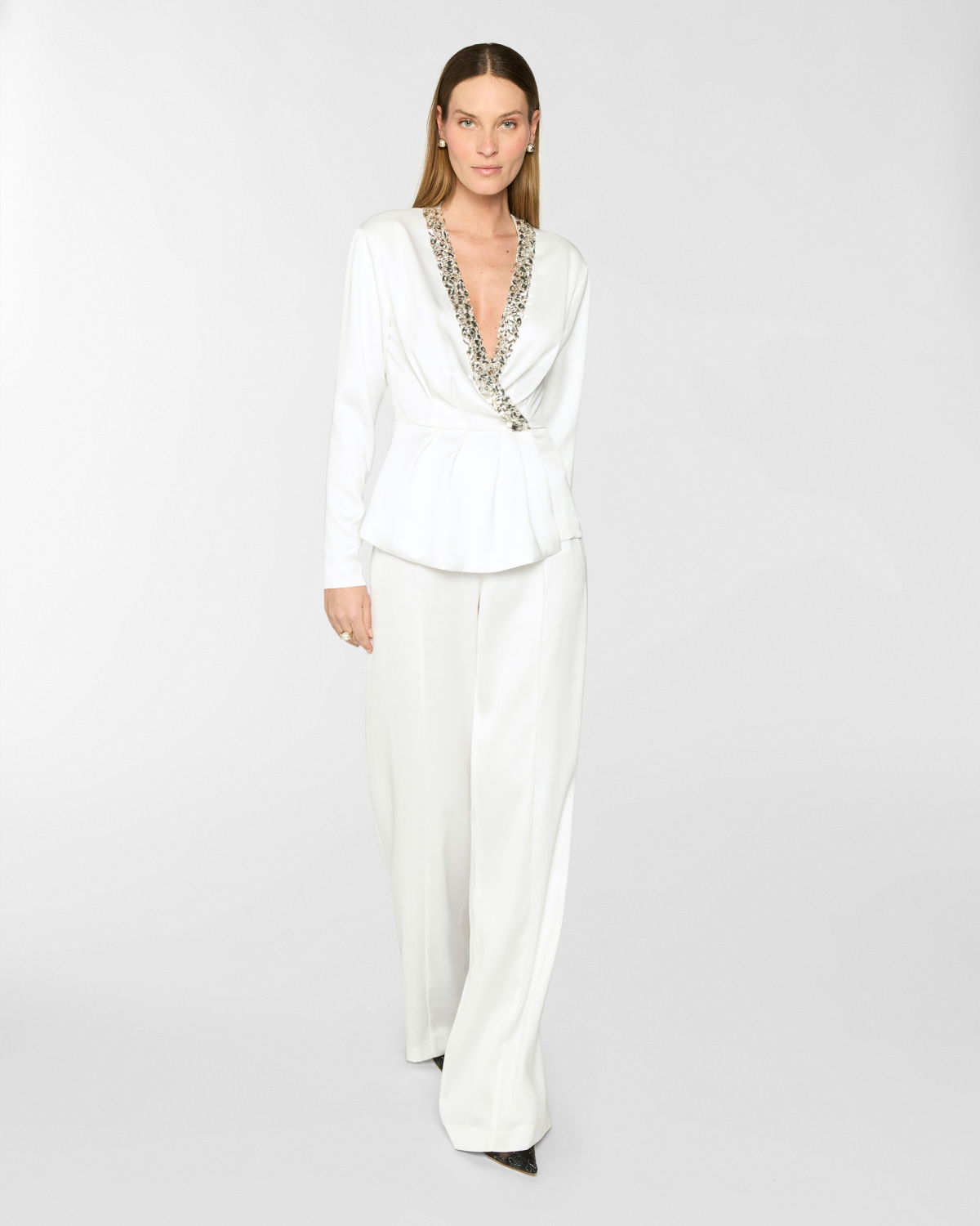 Wrap blouse with rhinestones | Pre Fall Collection 2025-26 | Genny