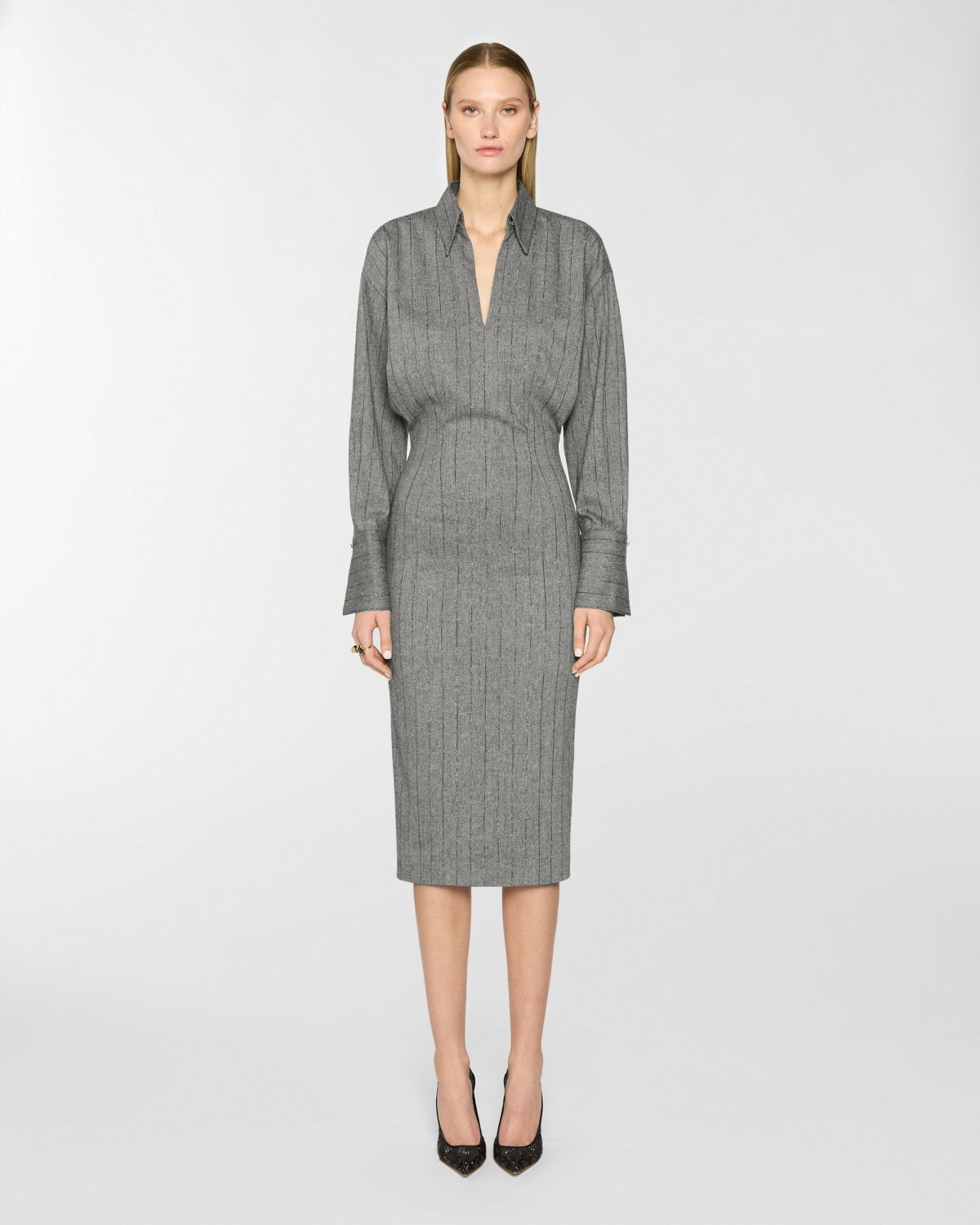 Pinstriped wool shirt dress | Pre Fall Collection 2025-26 | Genny