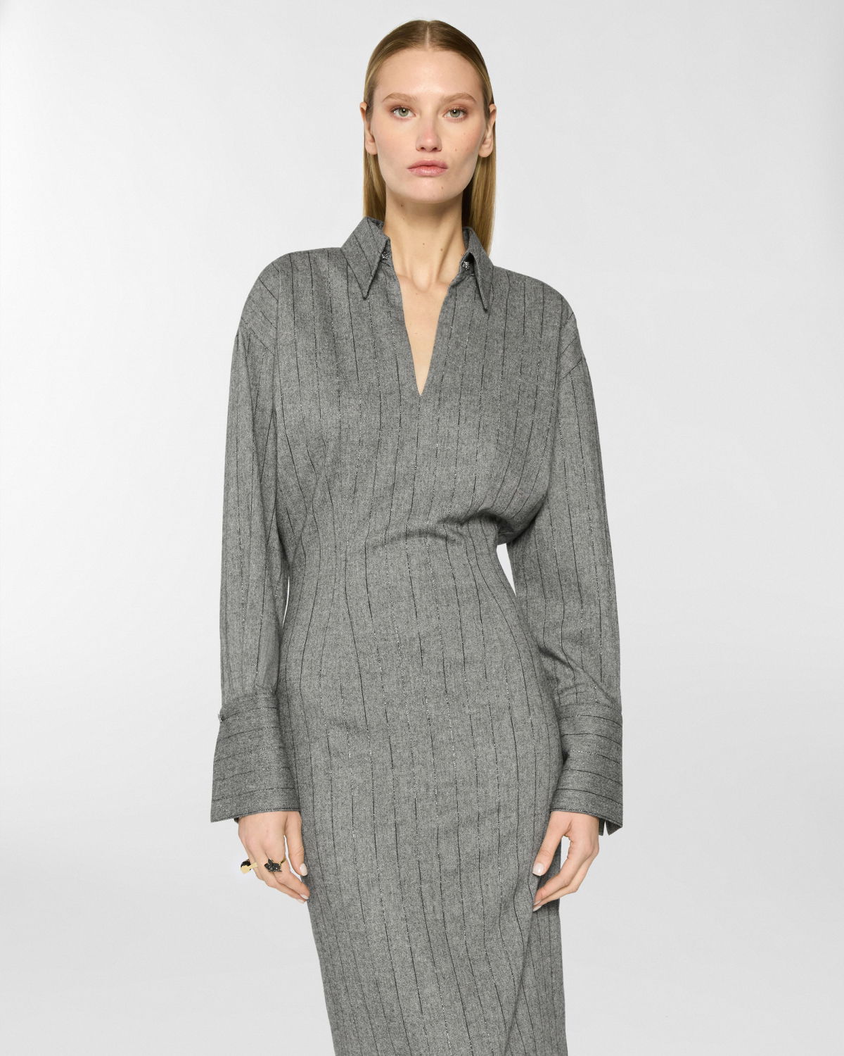 Pinstriped wool shirt dress | Pre Fall Collection 2025-26 | Genny