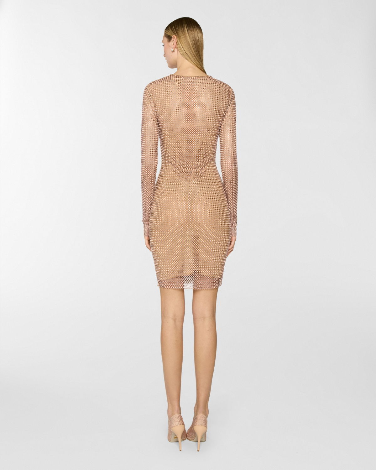 Short mesh dress with rhinestones and pearls | Pre Fall Collection 2025-26 | Genny