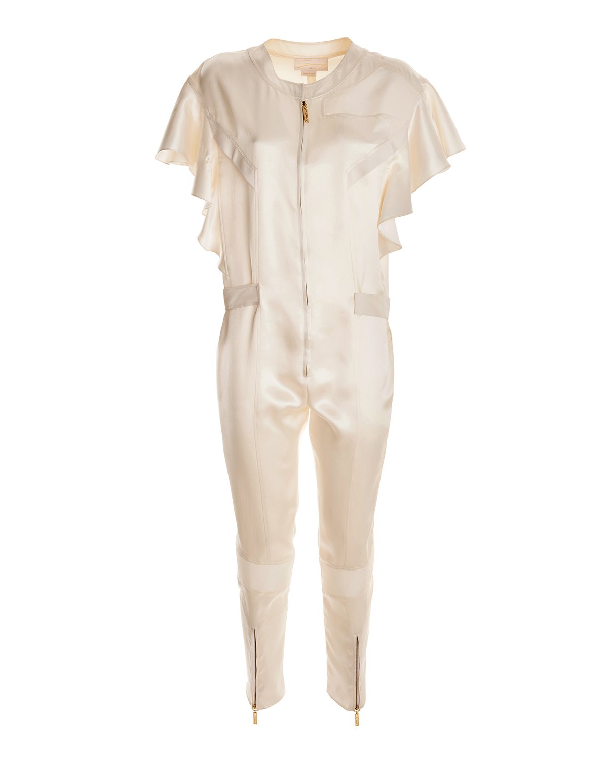 Jumpsuit bianca in satin di seta organica | -35% | Genny