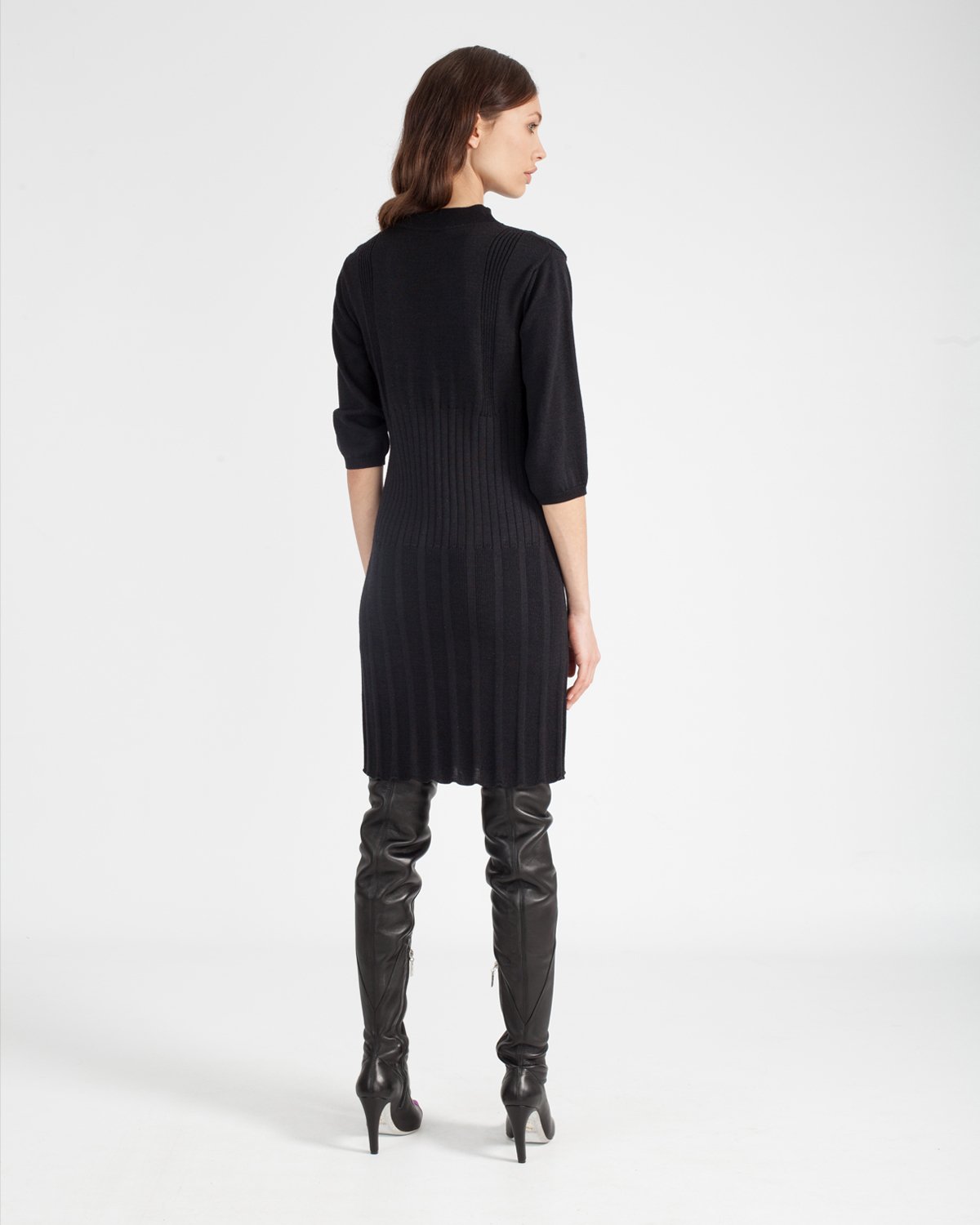 Black knit minidress with 3/4 sleeves | Sale, -40% | Genny