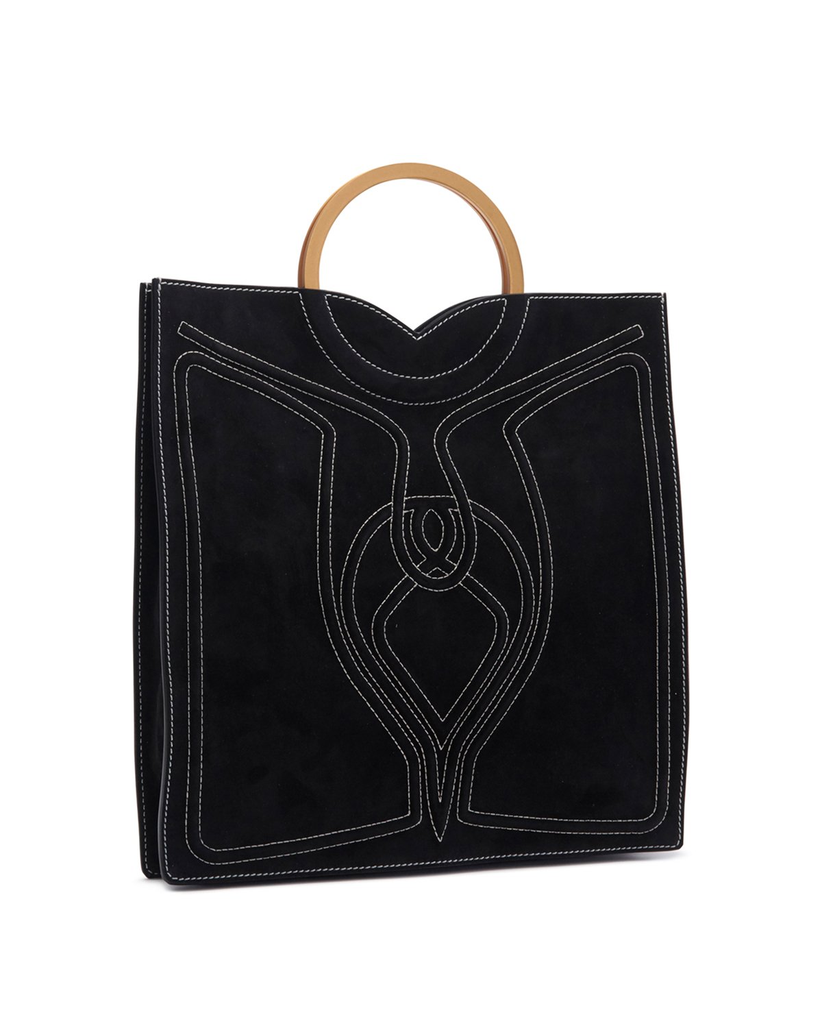Medium black suede bag with embossed embroidery | Temporary Flash Sale | Genny