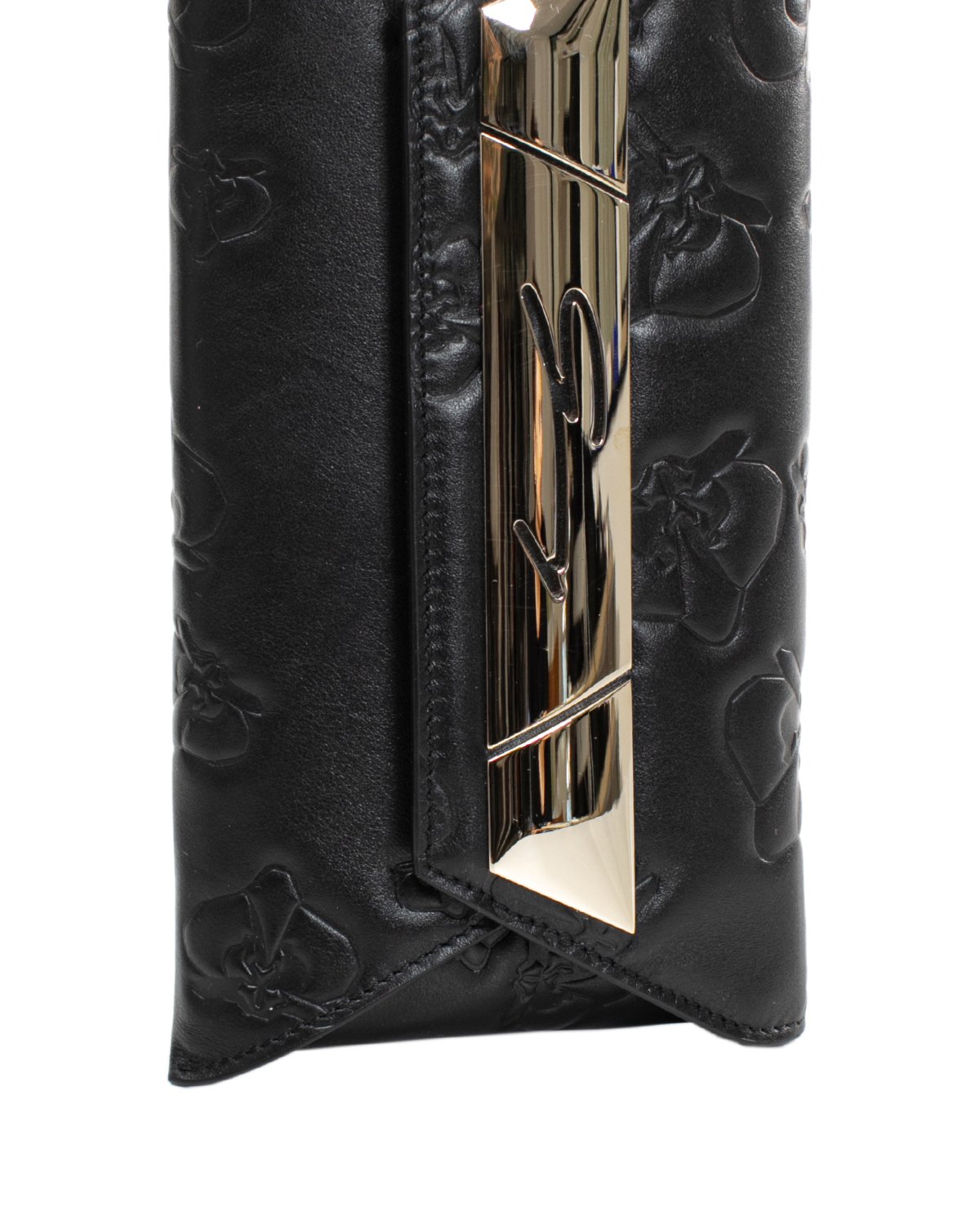 Black embossed leather envelope clutch | Sale, -30% | Genny