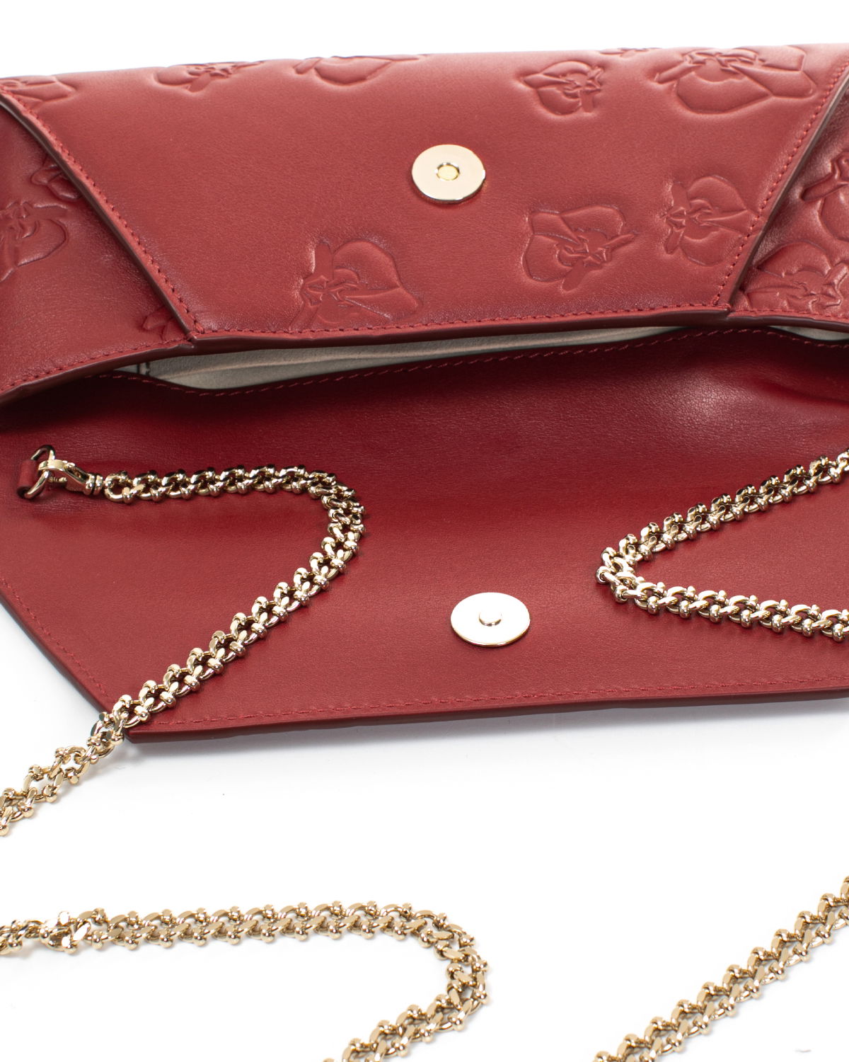 Red embossed leather envelope clutch | Sale | Genny