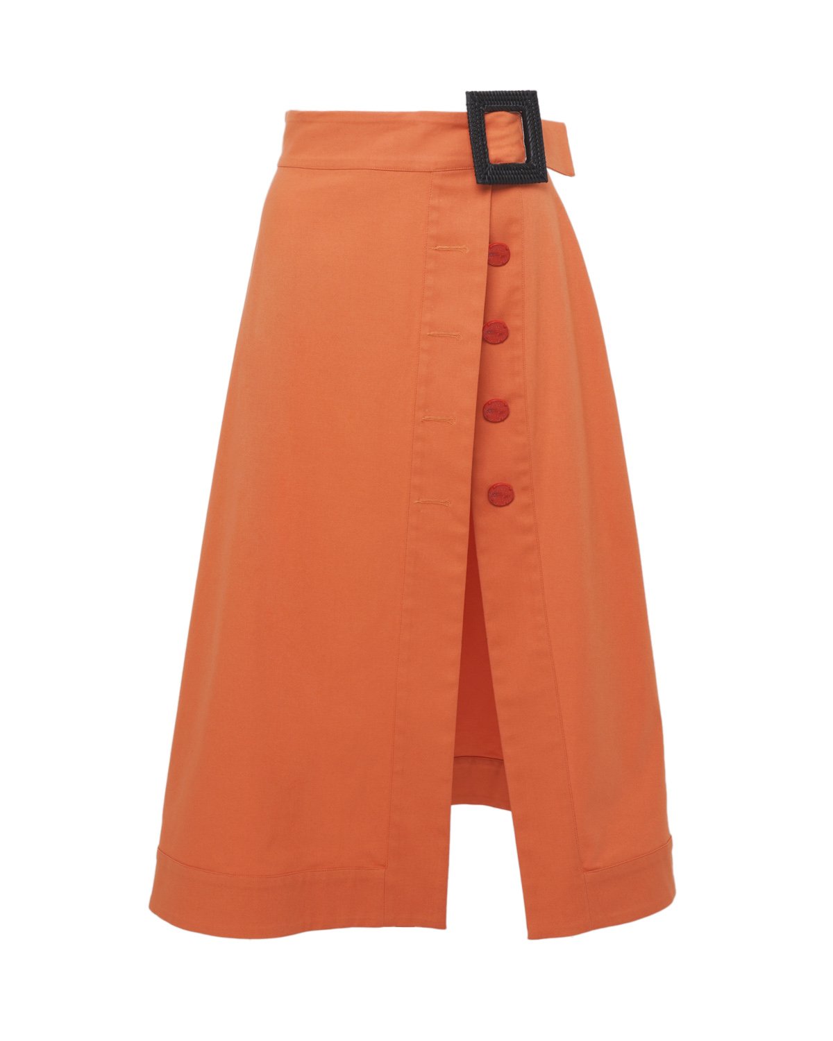 Orange cotton wrap midi skirt | | Genny