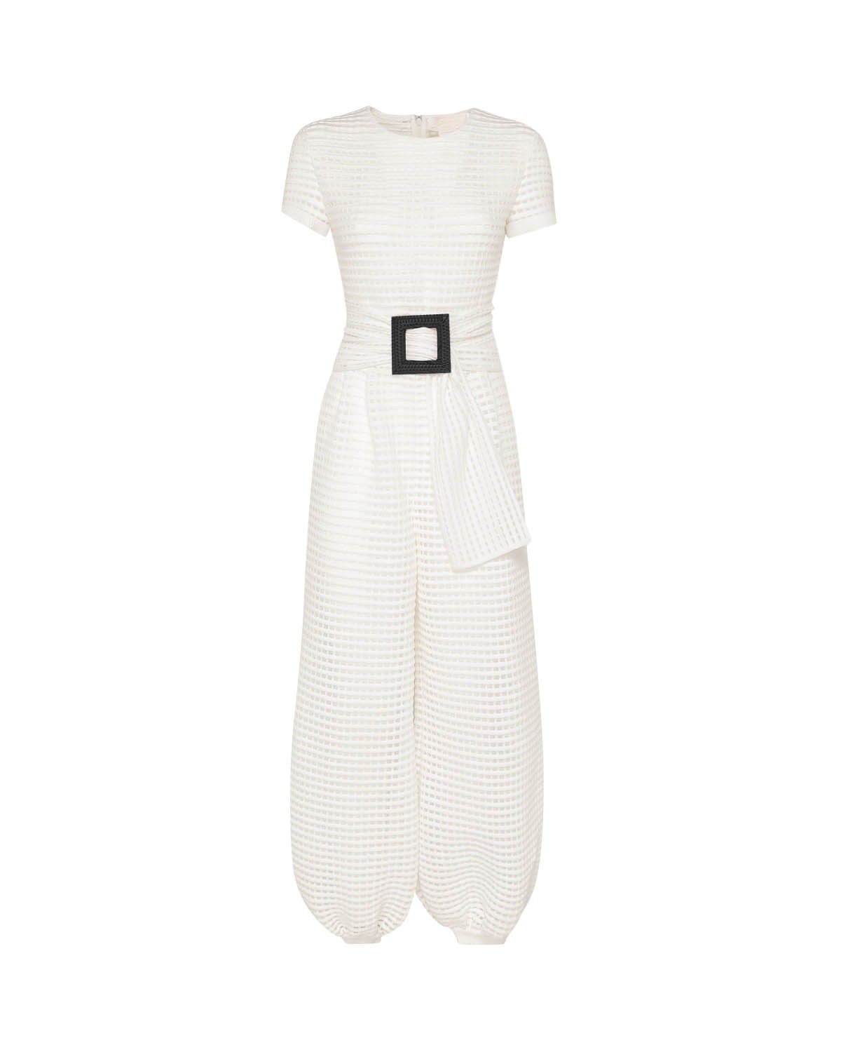 White belted knitted jumpsuit | -30% | Genny