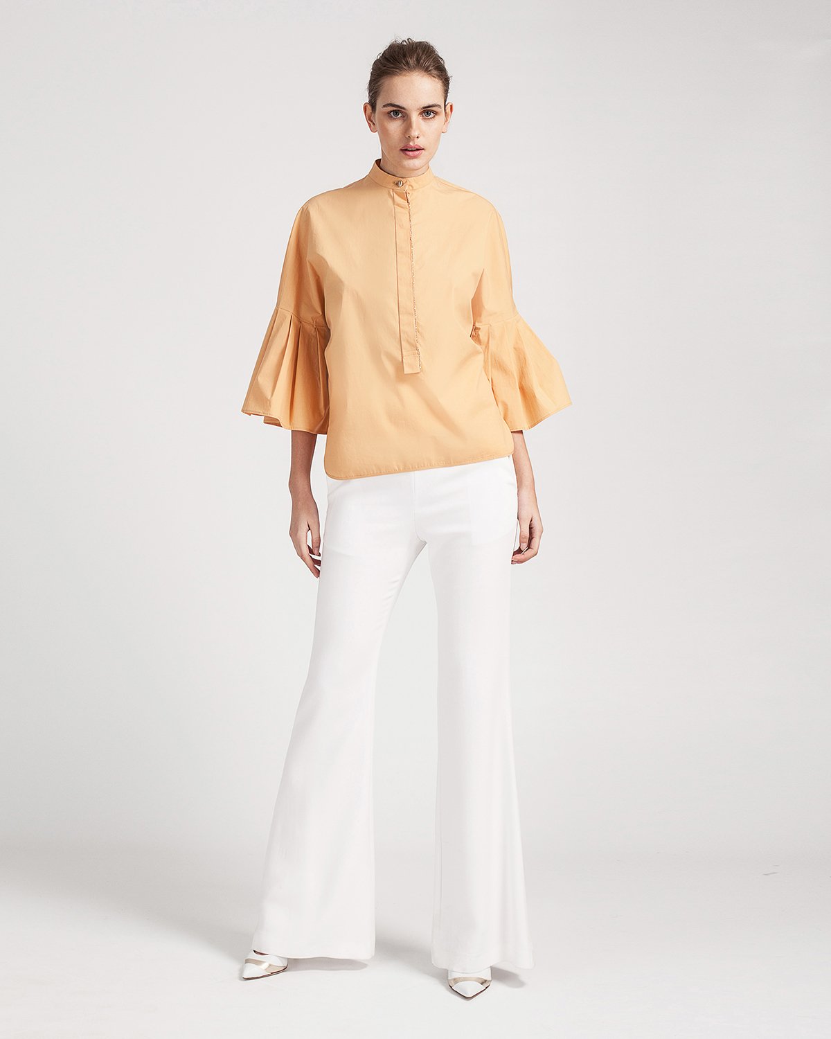 Poplin shirt with pleated sleeves | -30% | Genny