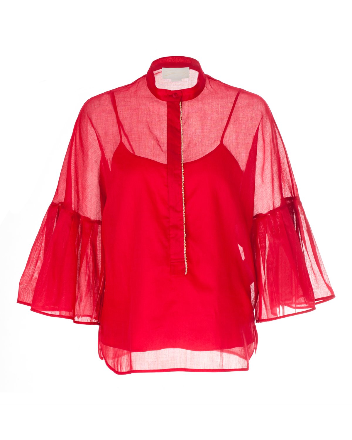 Red muslin shirt with pleated sleeves | -30% | Genny