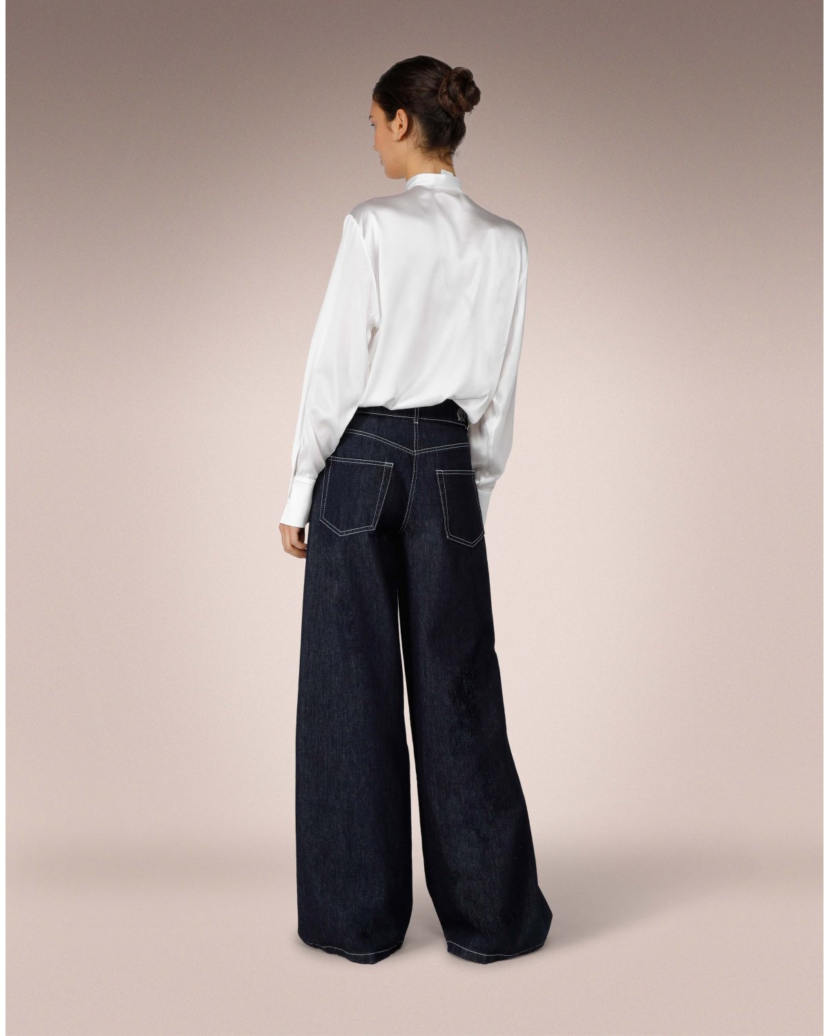 White satin silk blouse with Korean collar | Sale, -30% | Genny