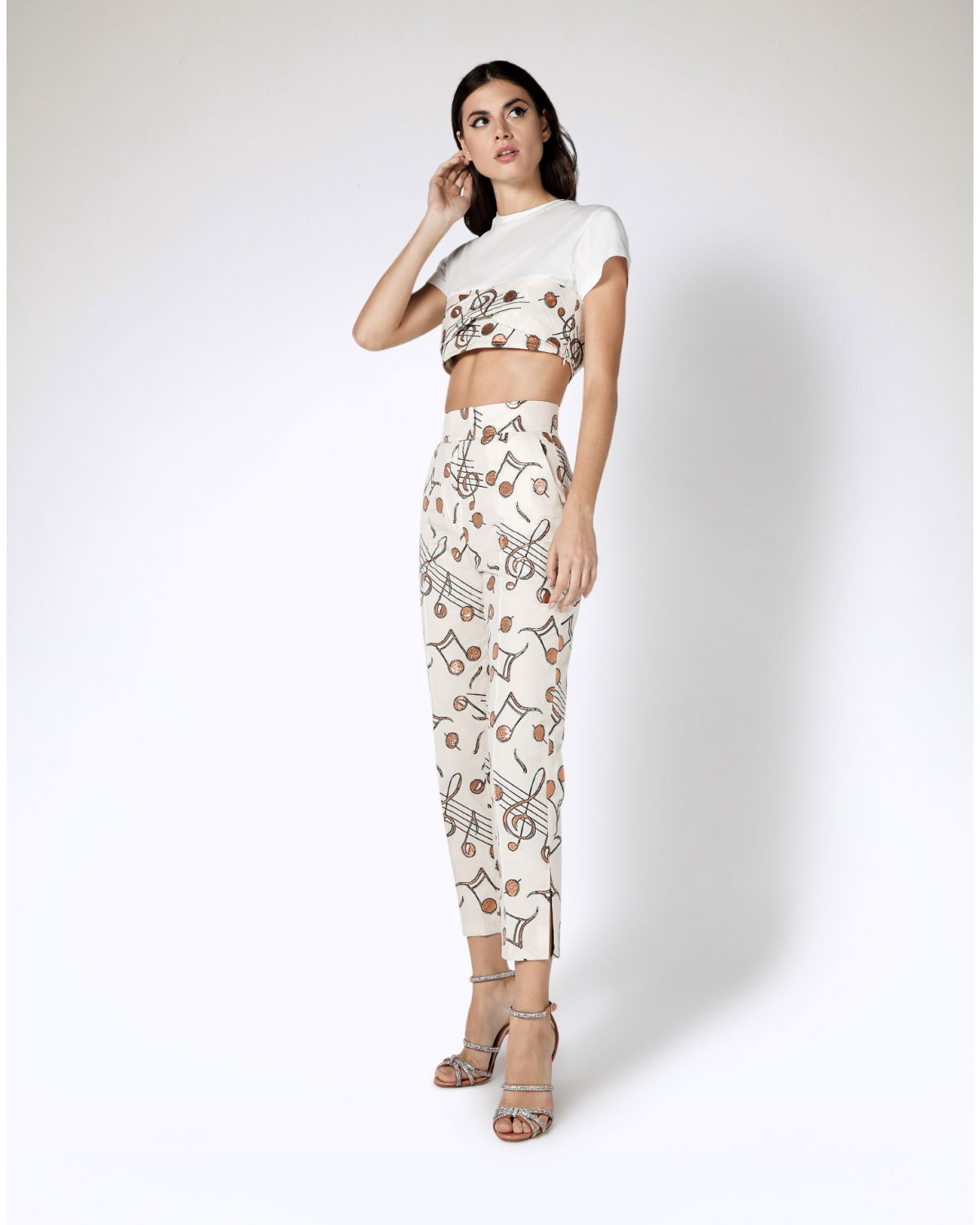 Music print jacquard tapered pants | Temporary Flash Sale | Genny