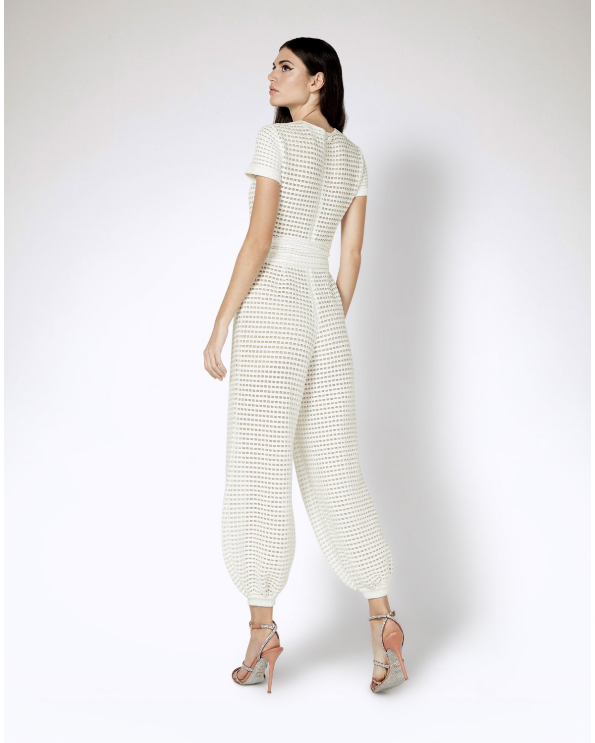 White belted knitted jumpsuit | -30% | Genny