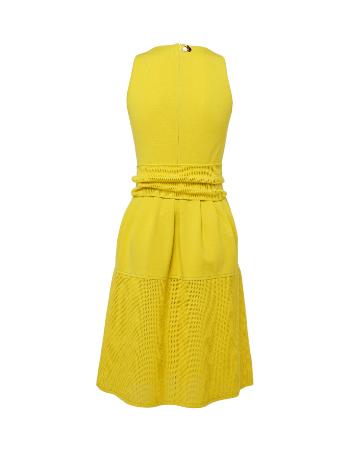 Belted yellow stretch-knit midi dress | Temporary Flash Sale | Genny