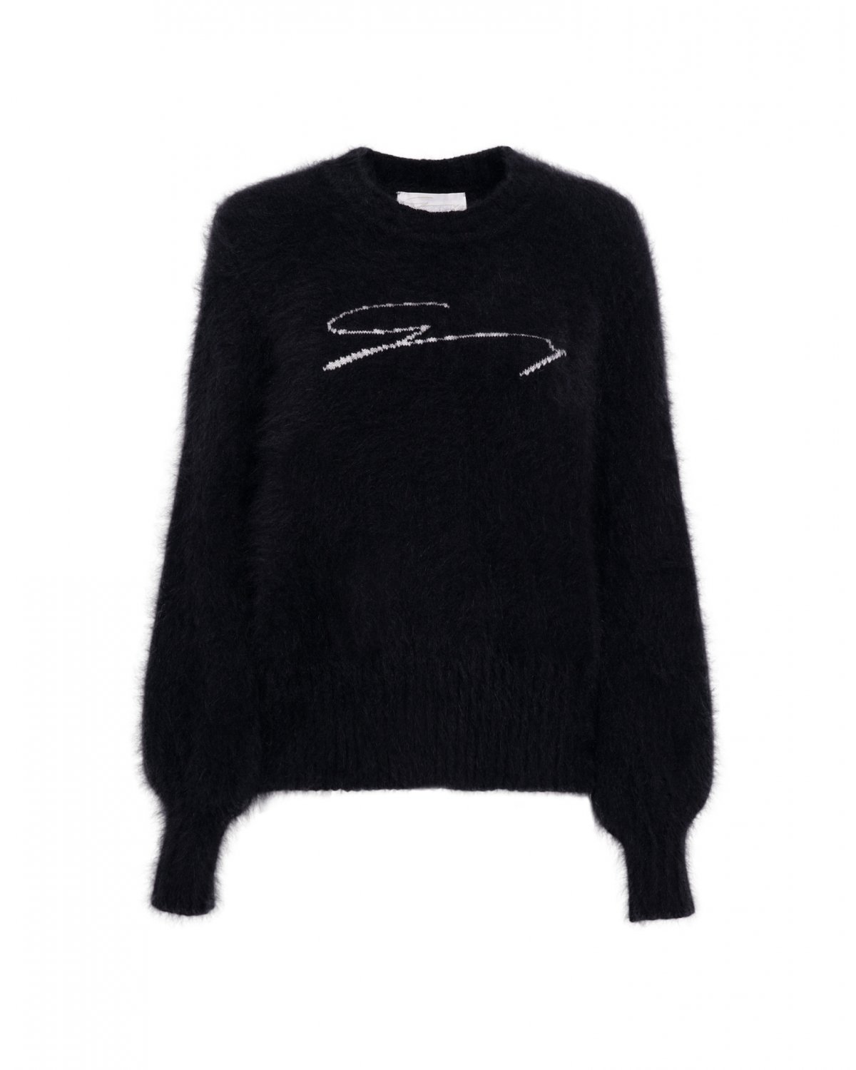 Black wool sweater with white logo | Sale, -50% | Genny