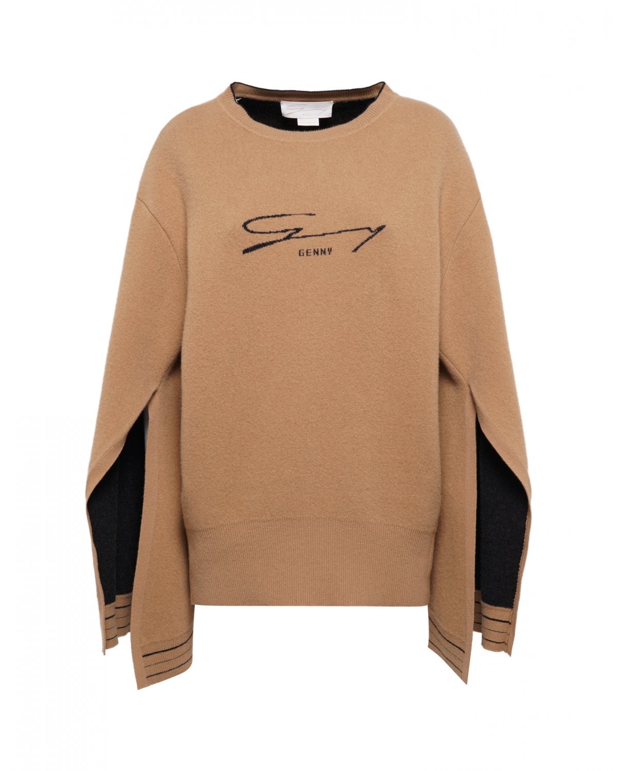 Brown sweater with black wool logo | Sale, -30% | Genny
