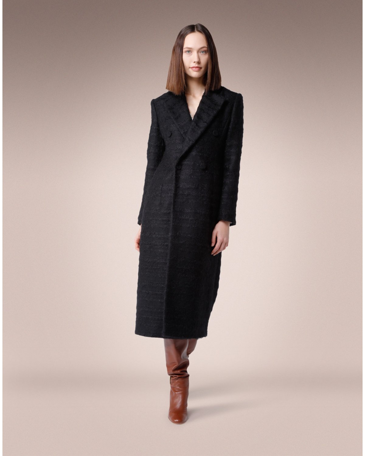 Fitted black double-breasted coat | Sale, -50% | Genny