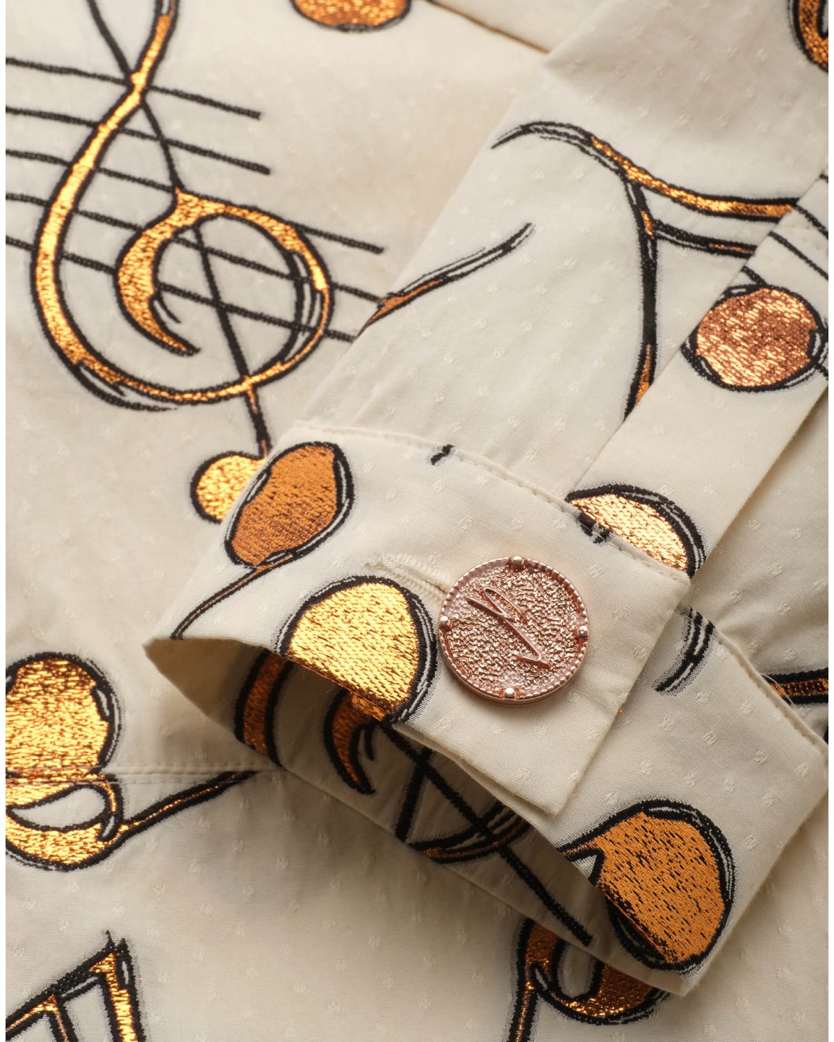 Laminated music motifs print trench coat | Temporary Flash Sale | Genny