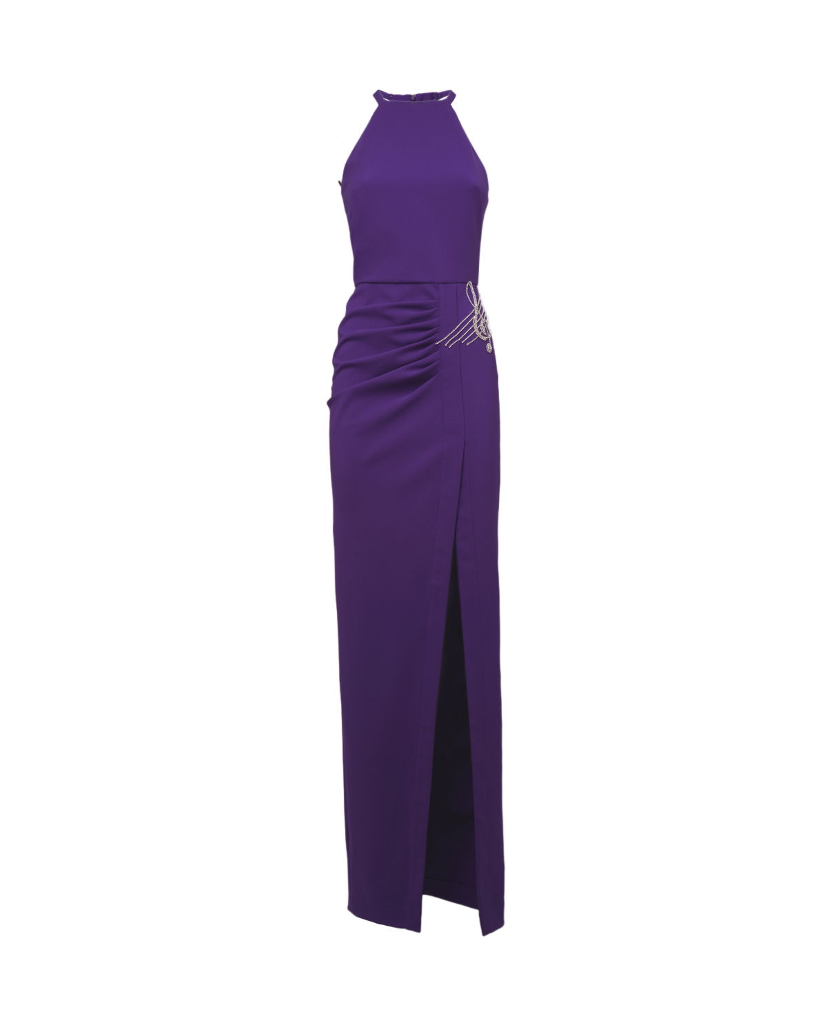 Halterneck long gown with crystal-embellished application | -40% | Genny