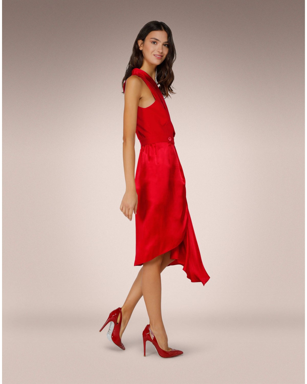 Asymmetrical red wrap dress | -30% | Genny