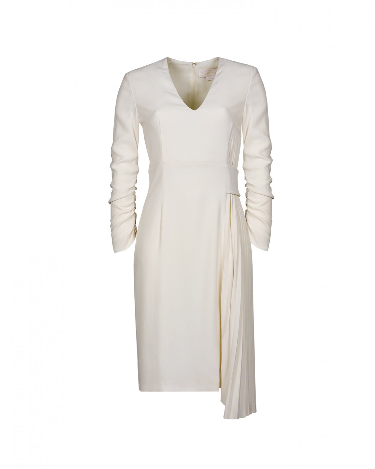 White dress with V-neck and long sleeves | Sale, -50% | Genny