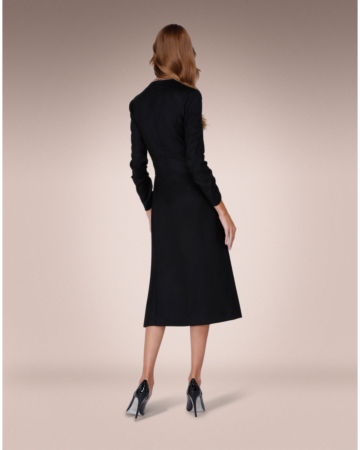 Long sleeve black dress with applique | Sale | Genny