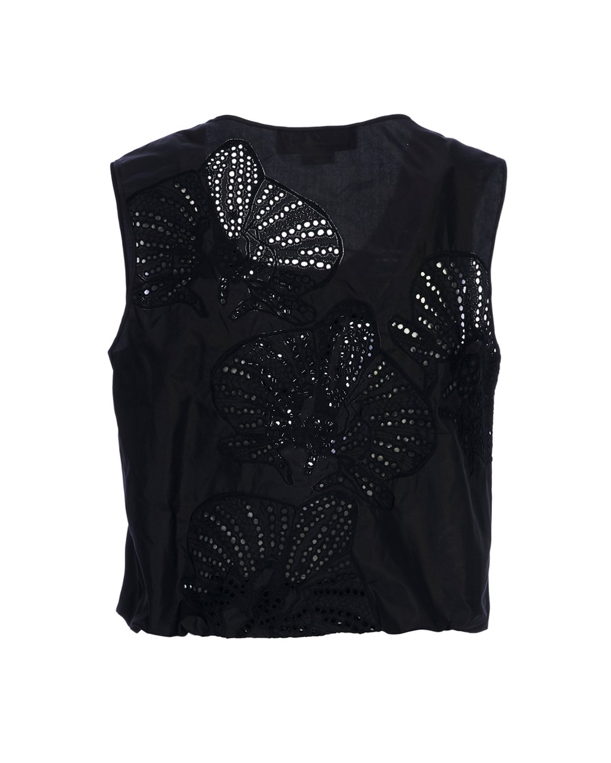 Silk black top with orchid motif | Temporary Flash Sale | Genny