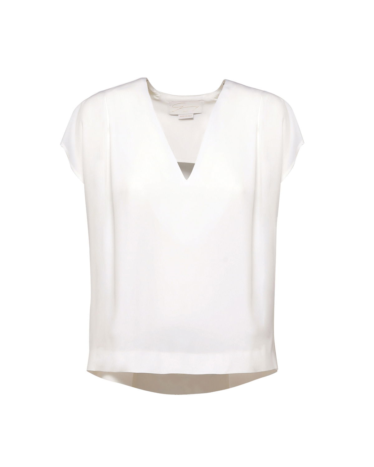 White silk-blend V-neck top | hide_category | Genny