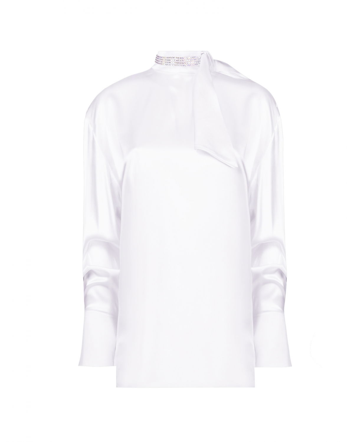 White satin silk blouse with rhinestones | -40%, Sale | Genny