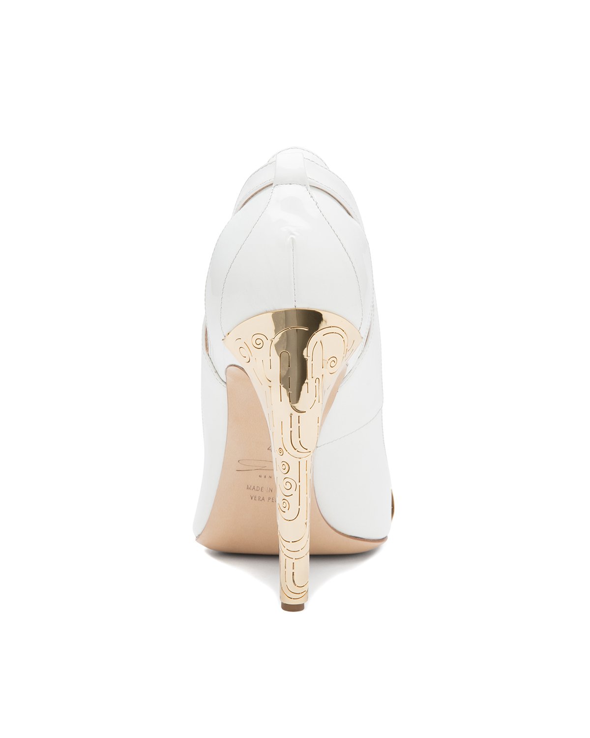 White patent-leather pumps with decorated heel | Accessories, Sale, -40% | Genny