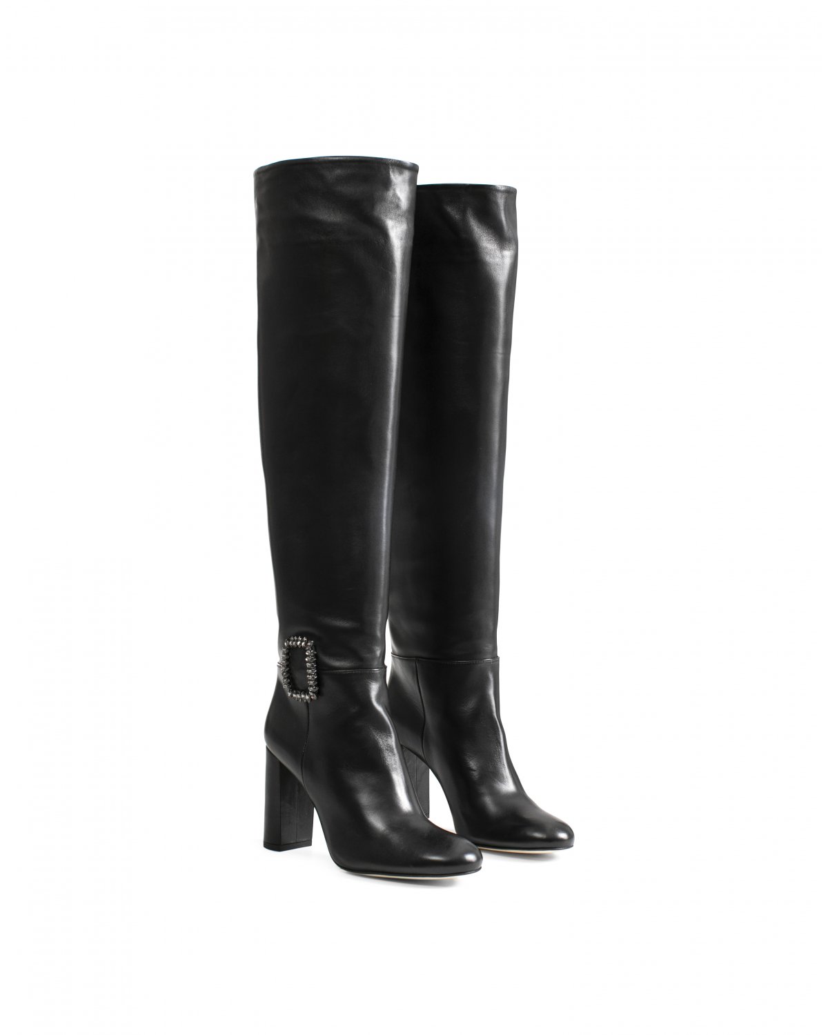 Black leather boot with buckle | Accessories, Sale, -40% | Genny