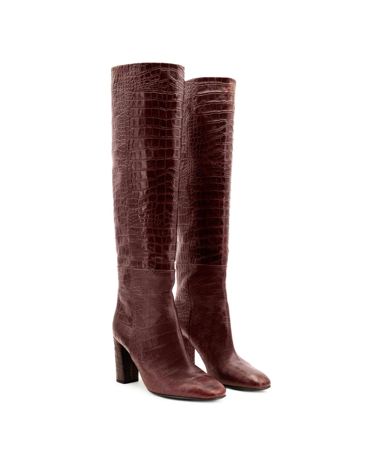 Burgundy leather boots with round toe | Accessories, Sale, -40% | Genny