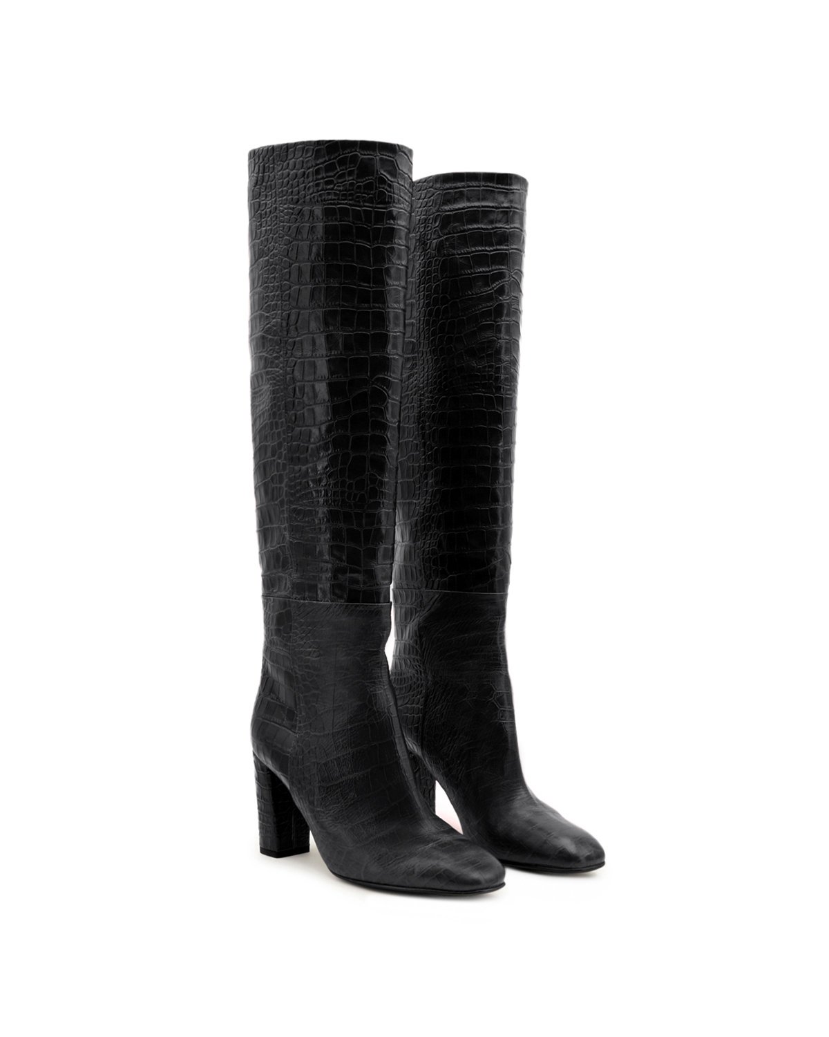 Black leather boots with round toe | Accessories, Sale, -40% | Genny